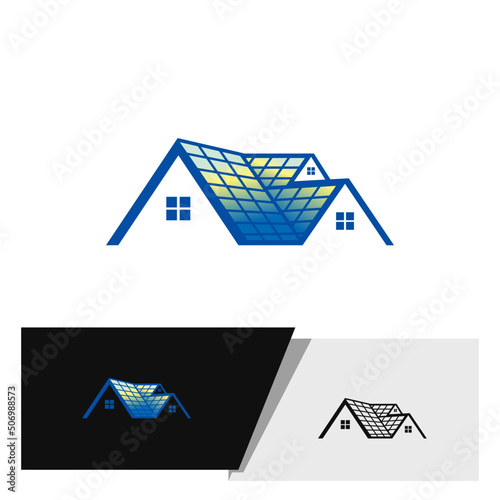 Solar panel roof house logo