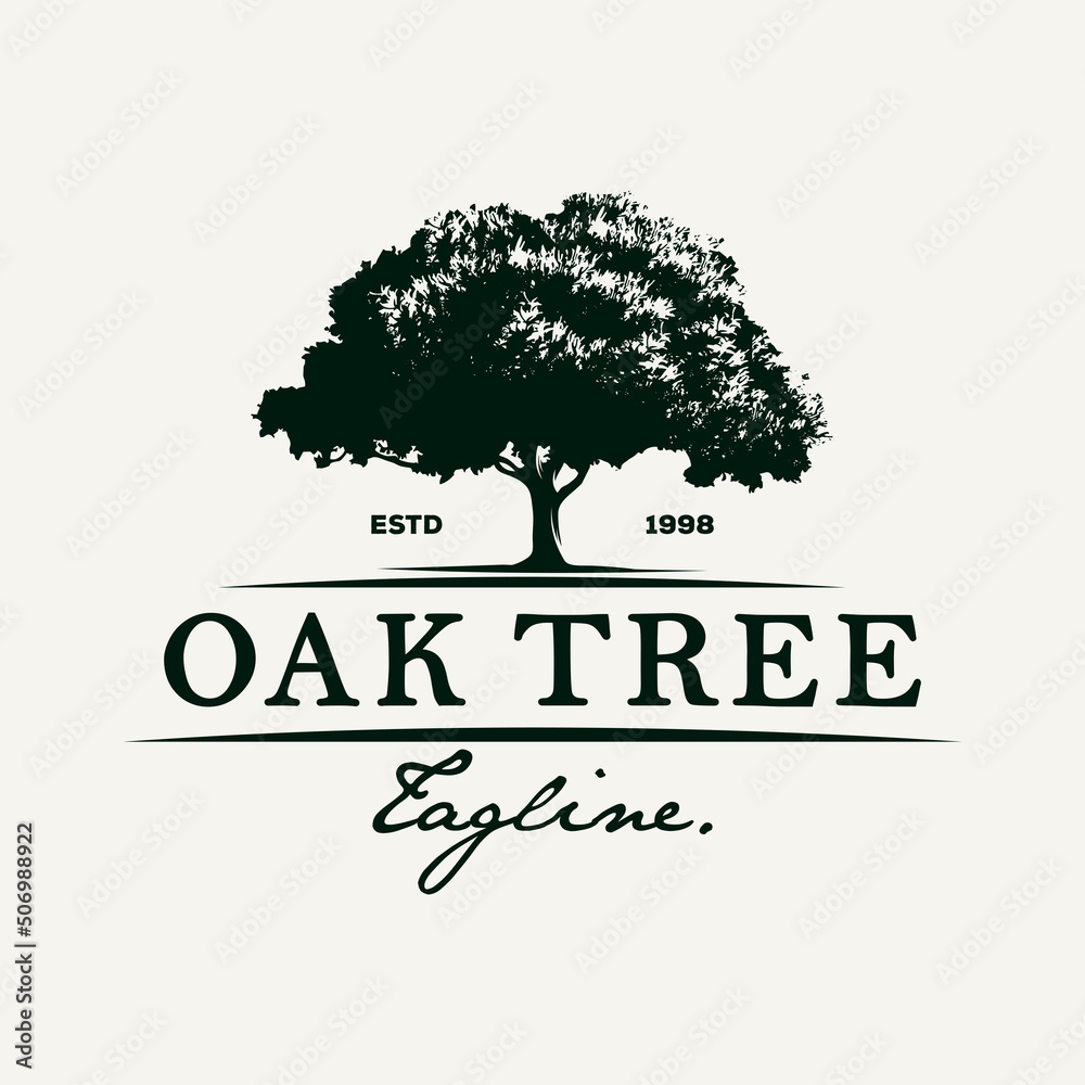 Fototapeta premium Vintage Oak Tree logo design template illustration