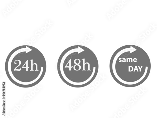 24, 48 and hours icon. Vector isolated service icons on transparent background.