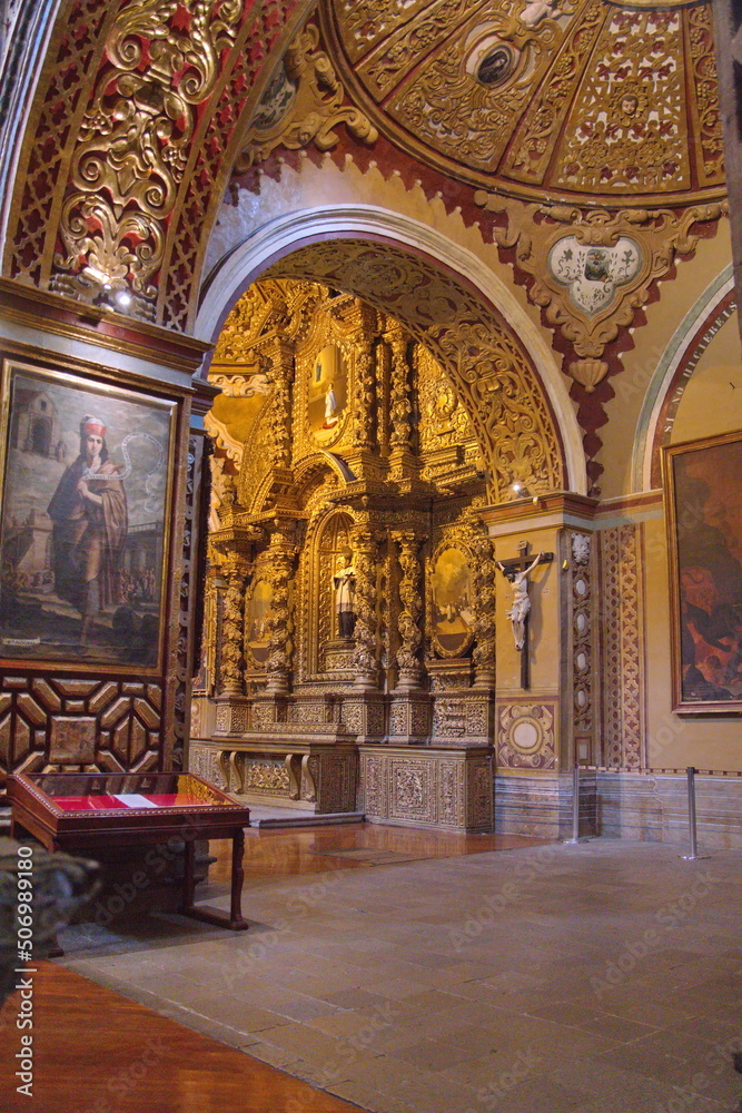 Interior of the Church of La Compania in the Old Town, Quito, Ecuador