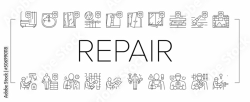 Repair Furniture And Building Icons Set Vector