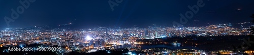 Albania Tirana city night, full of light