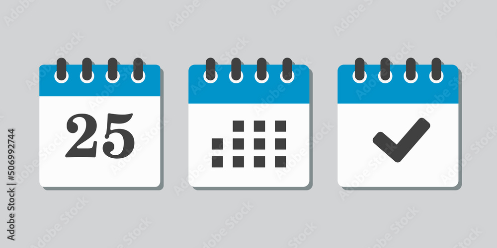 Vector icon page calendar number 25, genda, done Vector icon page calendar number 25, genda, done