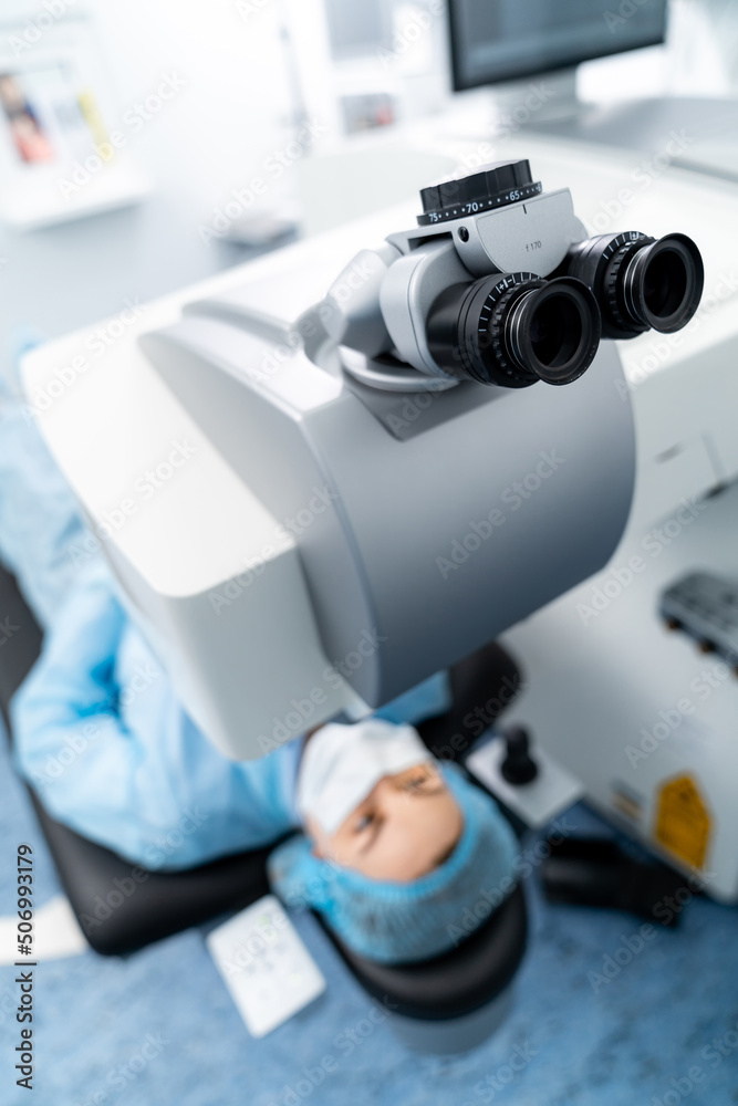Professional laser eyesight correction technology. Modern laser corrective operation.