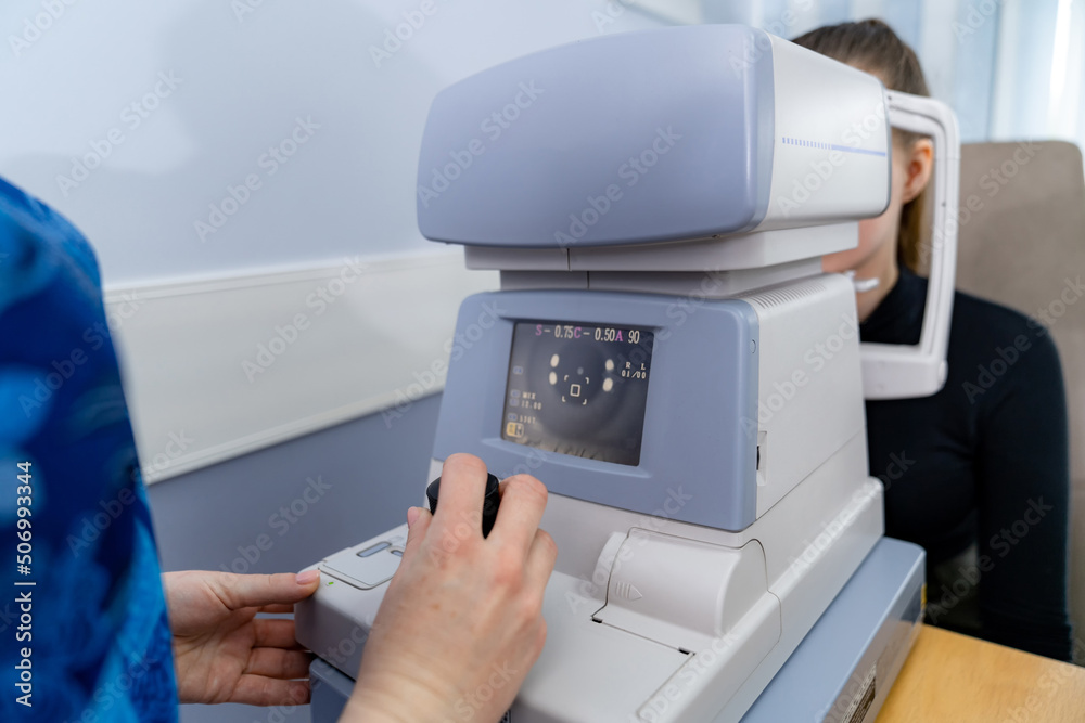 Professional eye examination. Modern eyesight healthcare treatment. Professional eye examination. Modern eyesight healthcare treatment.