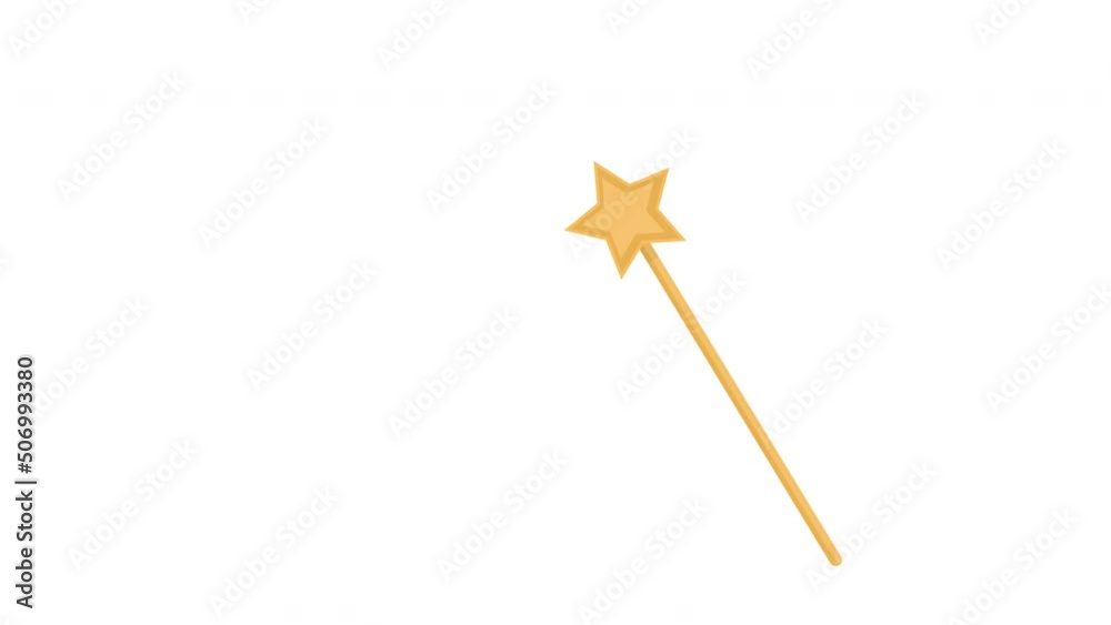 Magic wand. Animation of the magic of wish fulfillment, alpha channel. Cartoon