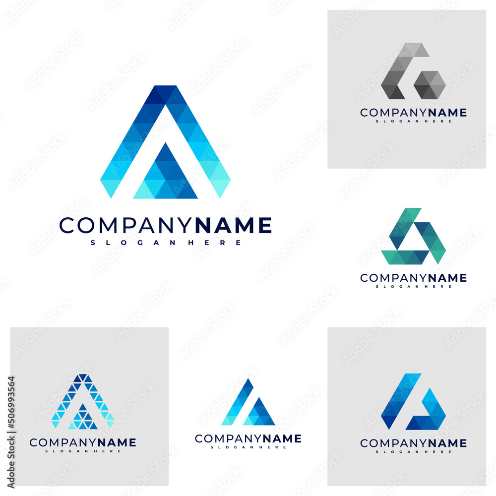 Set of Letter A logo design vector, Creative A logo concepts template illustration. Set of Letter A logo design vector, Creative A logo concepts template illustration.