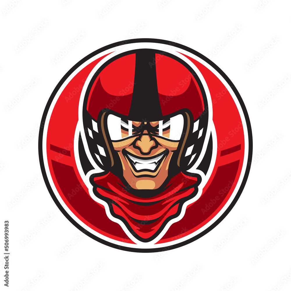 RACER HEAD SPORT MASCOT LOGO