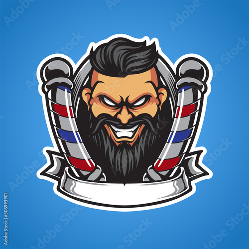 BARBER SHOP MASCOT SPORT LOGO