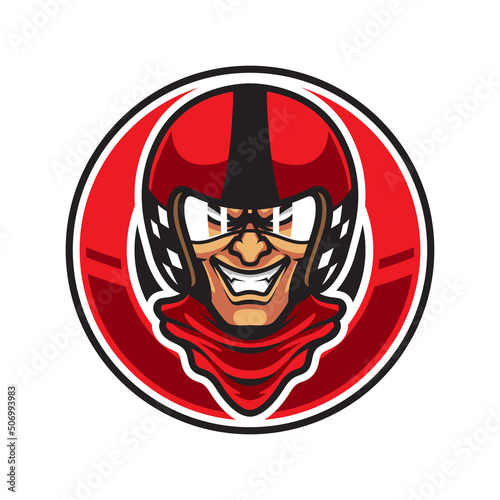 RACER HEAD SPORT MASCOT LOGO
