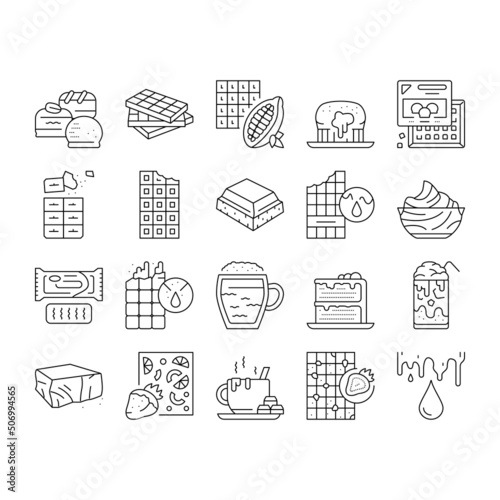 Obraz na plátně Chocolate Sweet Dessert And Drink Icons Set Vector