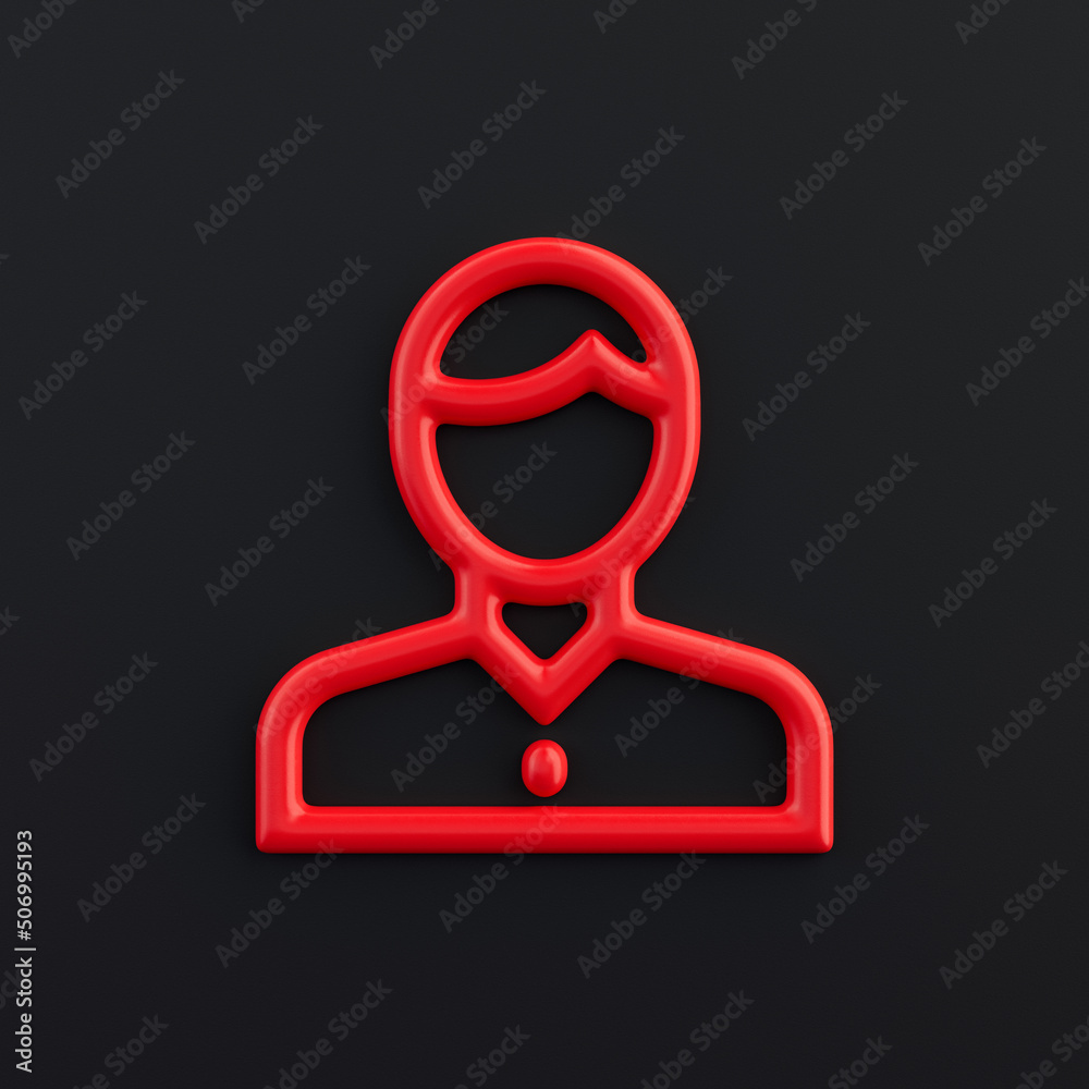 business contact  3d icon, outline red office icon, business symbol, 3d rendering - obrazy, fototapety, plakaty 