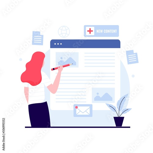 Flat design concept of create content. Illustration for websites, landing pages, mobile applications, posters and banners. Trendy flat vector illustration