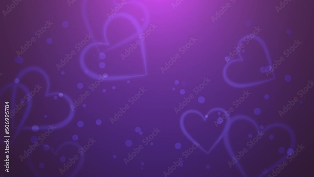 Fly purple romantic hearts on shine background, holidays and Valentines day style background Fly purple romantic hearts on shine background, holidays and Valentines day style background