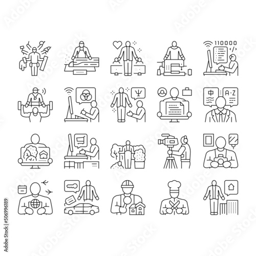 Small Business Worker Occupation Icons Set Vector