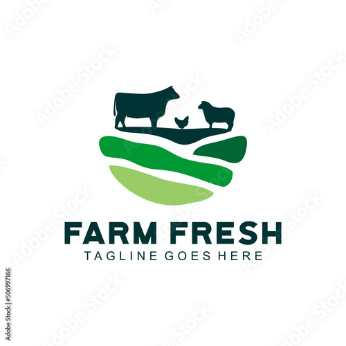 vintage cattle animal farm logo icon and template illustration