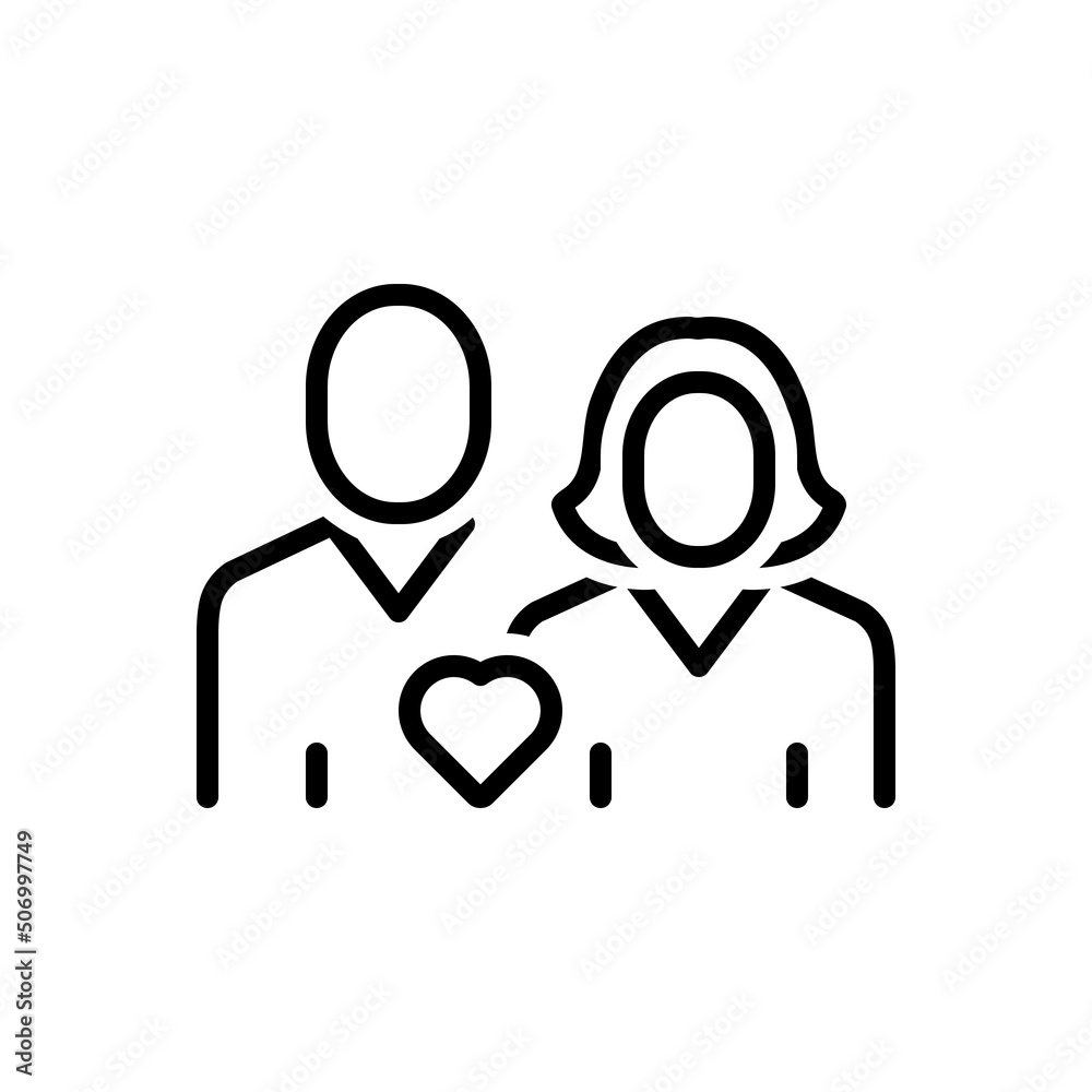 Black line icon for couple