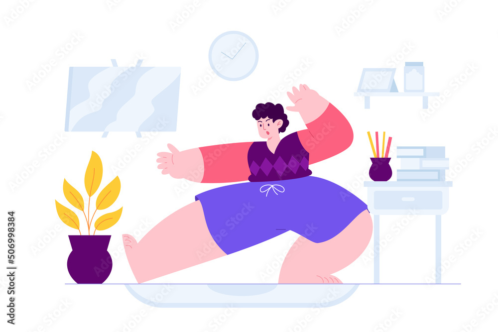 Obraz premium Yoga concept vector Illustration idea for landing page template, Holistic healing self treatment, peaceful meditation for spiritual theraphy body and mind wellness health. Hand drawn Flat Style