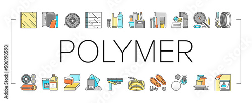Polymer Material Industry Goods Icons Set Vector