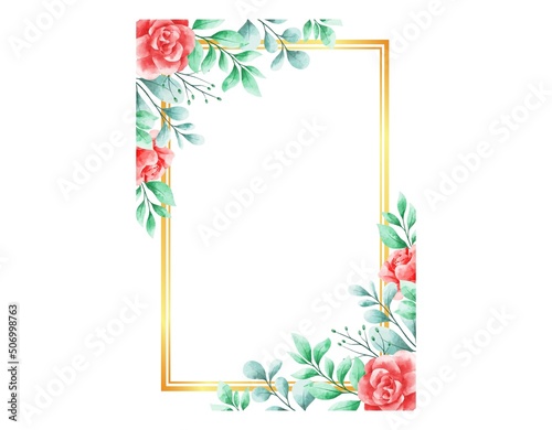 Watercolor Frame Flower Arrangement