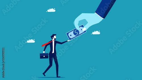 Fototapeta Naklejka Na Ścianę i Meble -  Give a money reward. Businessmen get paid. business concept vector illustration