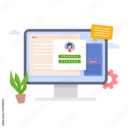 Computer account login and password form page. Sign in to account user authorization login page concept. Username password fields illustration.