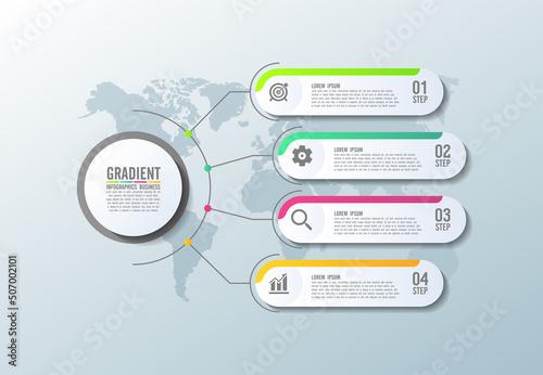Gradient infographic business template flat design with 4 step