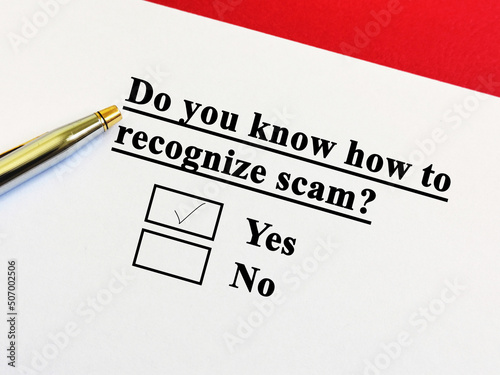 Questionnaire about scam and fraud