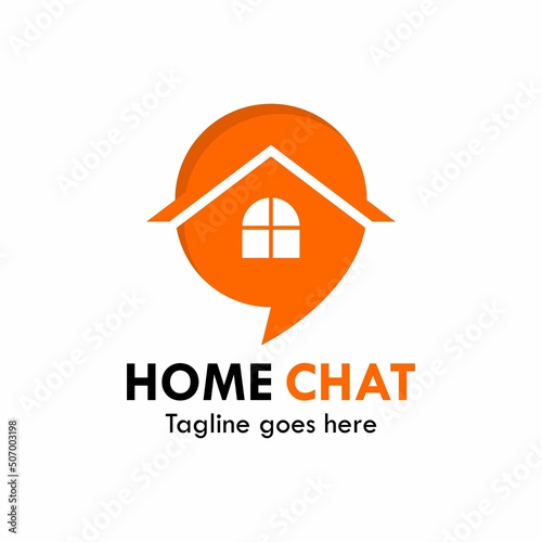 Chat home logo template illustration