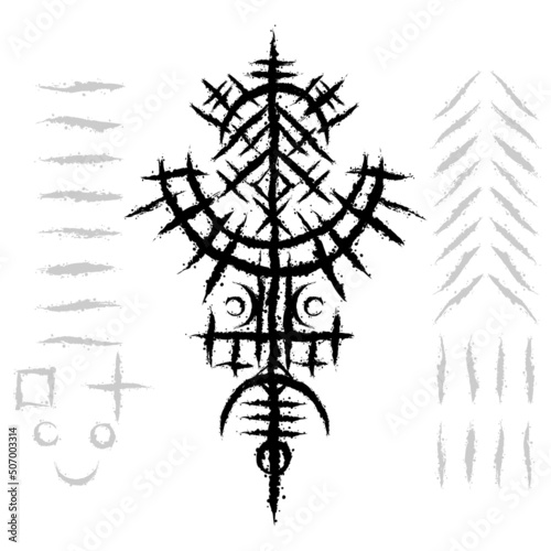 Scandinavian viking brush grunge symbol
