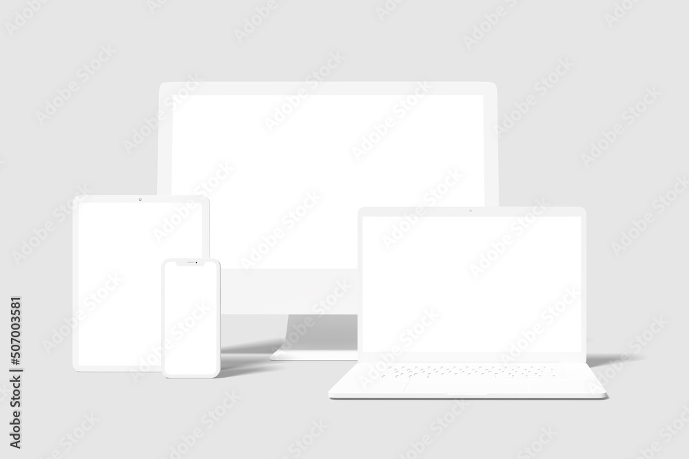 Clay responsive Devices Mockup blank : Pc, tablet, phone, laptop Clay responsive Devices Mockup blank : Pc, tablet, phone, laptop