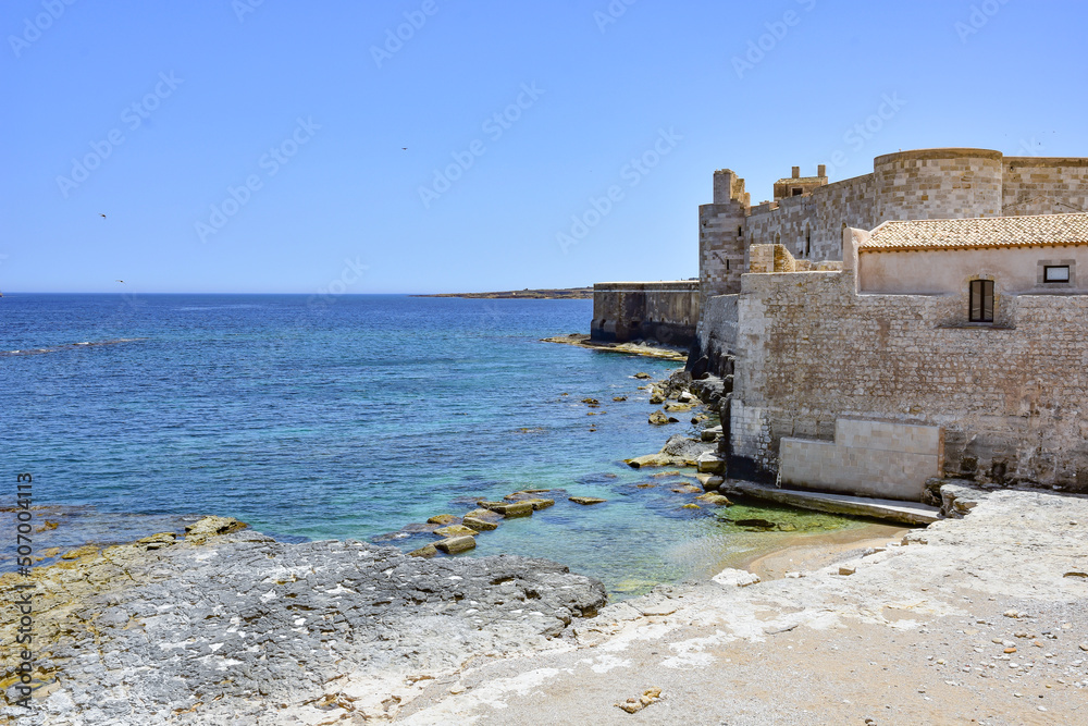 Promenade on the seafront of Syracuse, a city of Sicily in Italy.