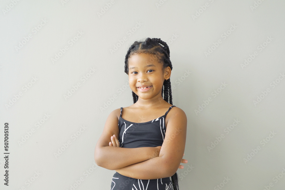 Portrait of happy smiling young black African American student girl studying from home and talking to friends in webcam group video call conference online. People lifestyle Portrait of happy smiling young black African American student girl studying from home and talking to friends in webcam group video call conference online. People lifestyle