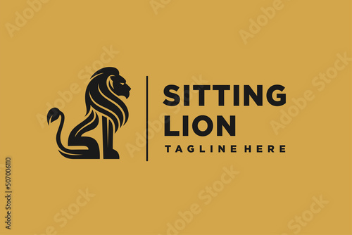 sitting lion logo with letter S and letter L concept photo