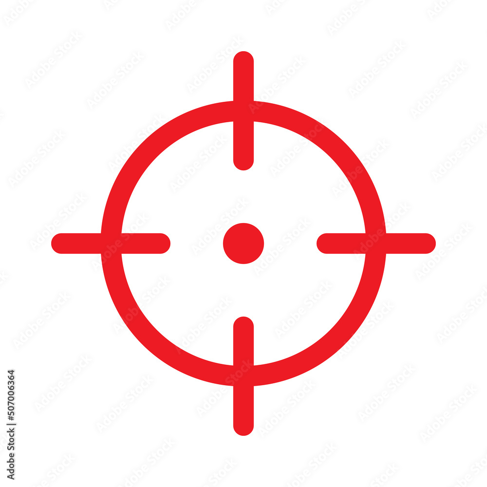 eps10 red vector sniper target or aim at target line icon in