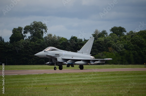 Typhoon FGR4 fighter jet scramble, QRA is launched RAF fighter station. Lincolnshire. Russian aggression 