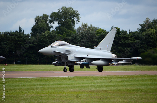 Typhoon FGR4 fighter jet scramble, QRA is launched RAF fighter station. Lincolnshire. Russian aggression 