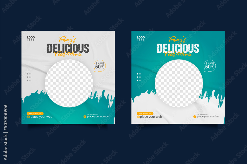 Special food menu and restaurant social media template design concept Special food menu and restaurant social media template design concept