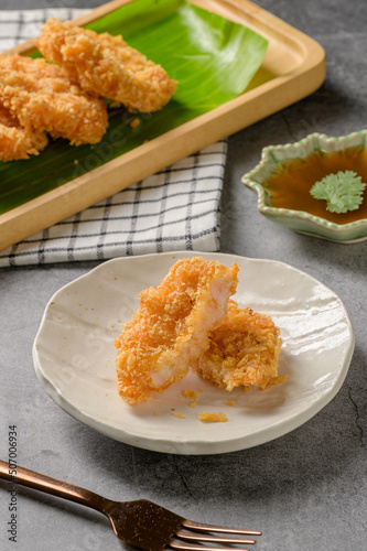 Deep Fried Shrimp Cakes (Tod Mun Kung) Asian food,Thai food concept.