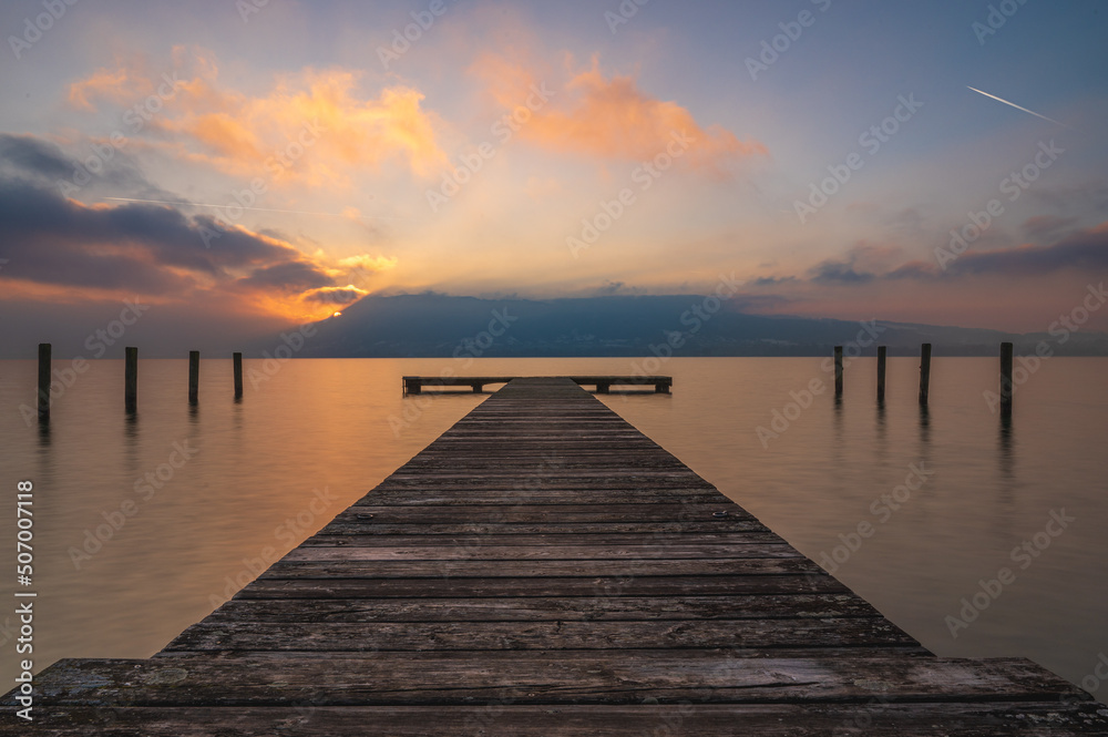 Obraz premium Verträumter Steg am See ( Attersee, Salzkammergut )