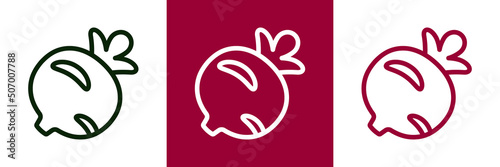 Kohlrabi Icon. Vector Set Kohlrabi in Line style. Isolated Vegetable Logo. Stylish solution for app or website.