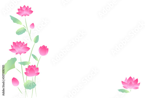 蓮の花の暑中見舞いはがきテンプレート（文字なし）