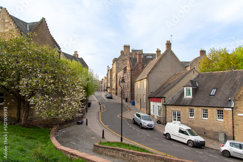 Foto Street view of the medieval architecture of the Holy Rude area of Stirling, Scot
