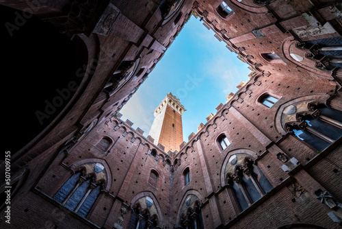 indoor architecture of siena town hall, italy