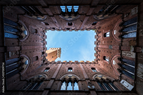 indoor architecture of siena town hall, italy photo