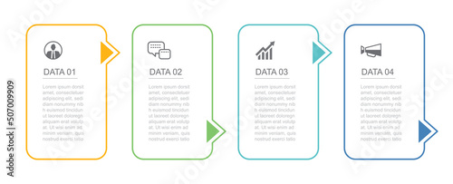4 data outline infographics tab index template. Vector illustration abstract background.