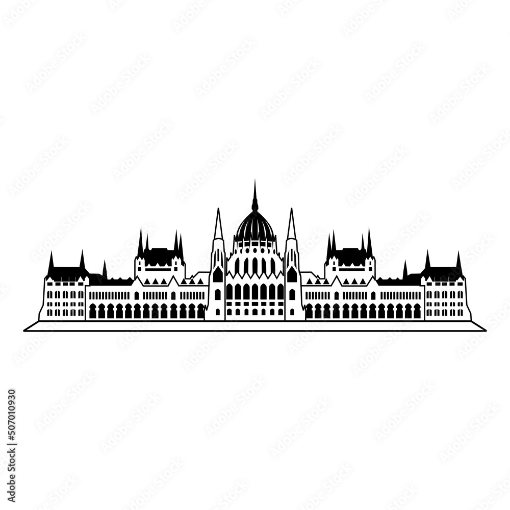 Hungarian Parliament Buildings silhouette vector