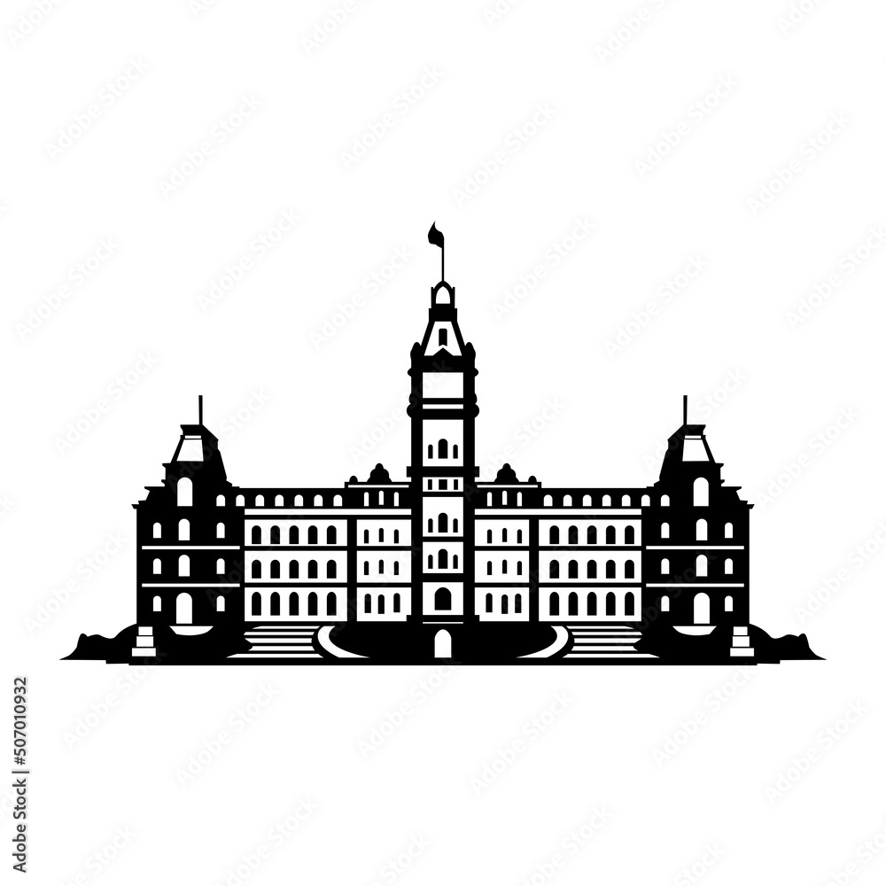 Parliament Building of Quebec silhouette vector