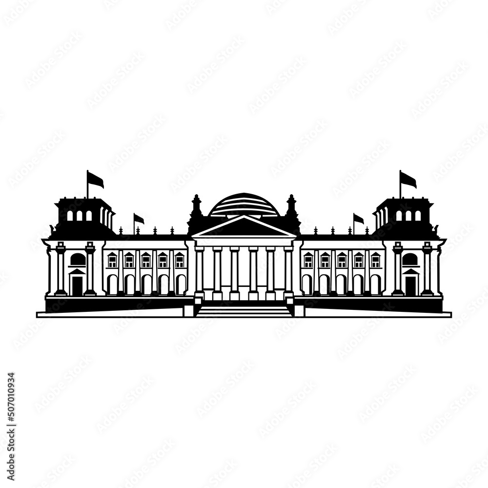 Reichstag Building berlin silhouette vector