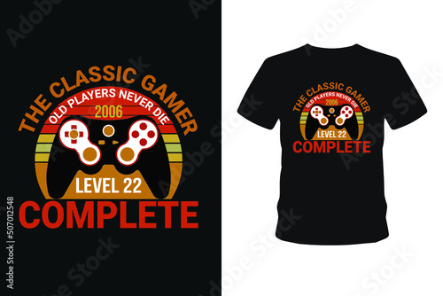 Old players never 1985 level 01 complete  Next level unlocked gaming t-shirt design   Vector graphic  typographic poster  vintage  bundle t-shirt  label  badge  logo  icon or t-shirt